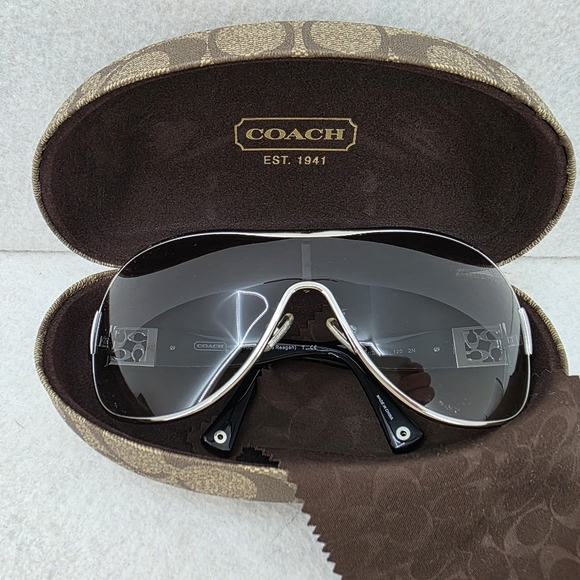 Coach Accessories - Coach Aviator Women's Sunglasses HC 7005B Black Silver Rhinestones L016 Reagan